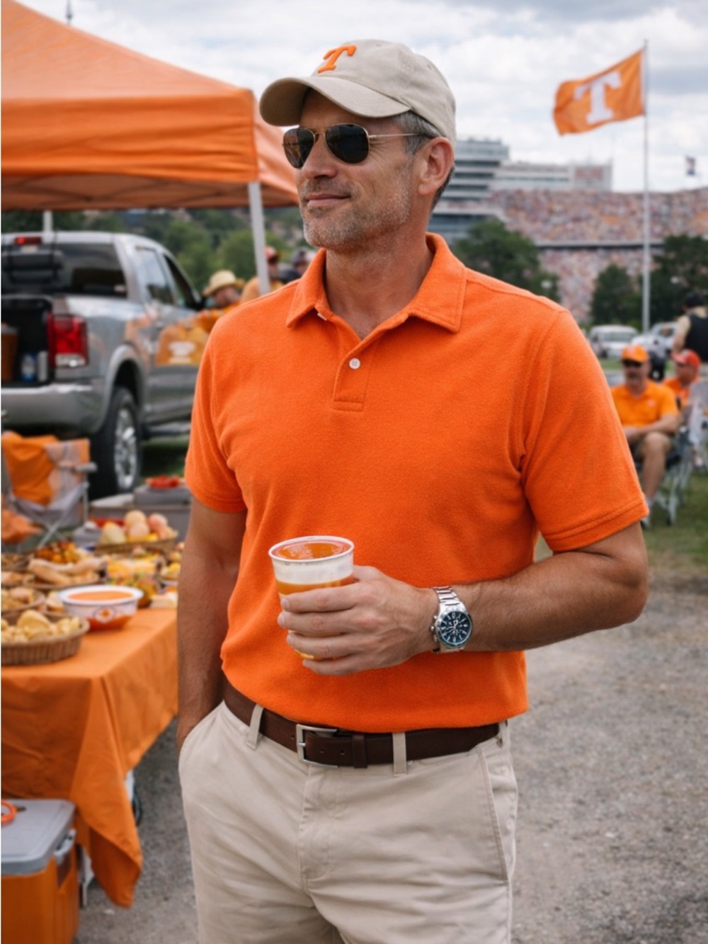 Luxire Men’s Custom Orange Polo Shirt Heavyweight Terry Cotton M Bespoke